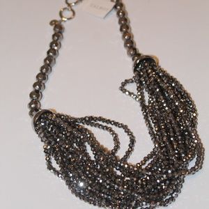 NWT - Talbots Shiny Gunmetal Statement Necklace